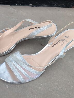 Touch Of Nina Silver Slingback Heels, Prom, Wedding, Formal, Homecoming,Women